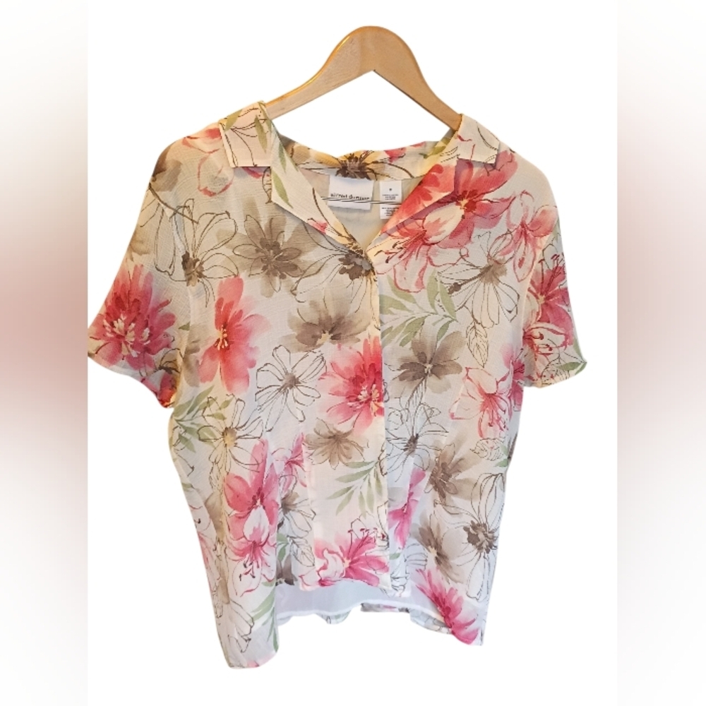 ❤️ Alfred Dunner Short Sleeve Floral Shirt Size 16